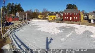 Ice Rink Melting at Strawbery Banke New Hampshire [upl. by Cire471]