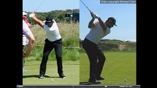 Jon Rahm golf swing  Long Iron faceon amp downtheline July 2017 [upl. by Merta]