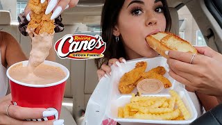 Raising Canes Mukbang huge cup of sauce in my new BMW [upl. by Eidnew]