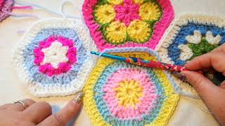 Joining hexagons with single crochet tutorial Crochet Nuts [upl. by Frantz614]