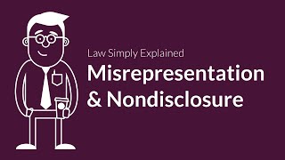 Misrepresentation and Nondisclosure  Contracts  Defenses amp Excuses [upl. by Pani]