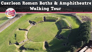 CAERLEON ROMAN BATHS amp AMPHITHEATRE WALES  Walking Tour  Pinned on Places [upl. by Nogas]