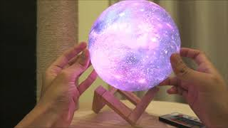 3D Printed Galaxy Moon Lamp LED Lights Color Switch Design Home Decor [upl. by Aneeles386]