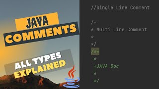 Comments in JAVA  Single Line Comment  MultiLine Comment  JAVA DOC Comment [upl. by Aneem259]