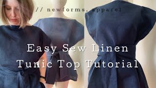 Easy Sew Linen Tunic Top TutorialFor Beginners [upl. by Noid]