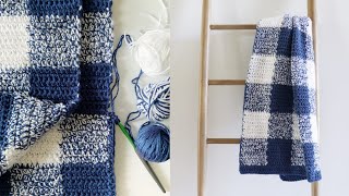 Navy Gingham Crochet Blanket [upl. by Omidyar447]