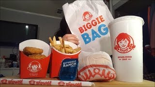 WENDYS FIVE DOLLAR BIGGIE BAG MUKBANG [upl. by Lucania]