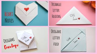 4 Easy Letter Folding Note  DIY Message Note  Letter Folding Ideas loveletter [upl. by Aicilra191]