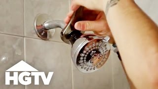 How to Change a Showerhead  At Home Tips  HGTV [upl. by Drewett]