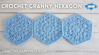 Crochet Granny Hexagon Motif Pattern Tutorial  Crafting Happiness [upl. by Chrystal]