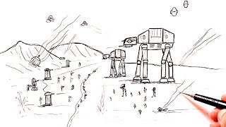 How to draw a Star Wars Battle scene  War scene drawing [upl. by Lehcir172]