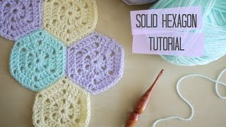 CROCHET Solid hexagon and joining tutorial  Bella Coco [upl. by Ateekram]