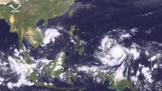 Super Typhoon Haiyan Impacts the Philippines [upl. by Ihdin279]