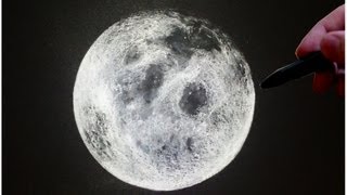 Moon Drawing  White pastel Time Lapse [upl. by Ppik604]