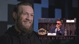 Conor McGregor reacts to his press conference highlights [upl. by Araed]