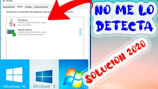 MI MICRÓFONO NO LO DETECTA MI PC Solución Definitiva Windows 10 8 7 2020 [upl. by Welby]