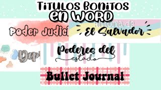 como hacer TITULOS BONITOS en WORD [upl. by Adest]