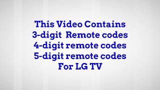 LG TV Remote Codes [upl. by Belak520]