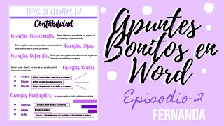 Apuntes Bonitos en Word Episodio 2 Fernanda 🌺💜 [upl. by Sirapal574]