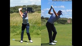 Justin Thomas golf swing  Long Iron faceon amp downtheline July 2017 [upl. by Luz]