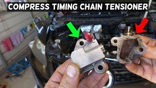 HOW TO COMPRESS TIMING CHAIN TENSIONER [upl. by Derfla]