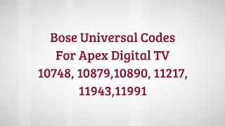 Bose Universal Remote Codes [upl. by Meagan]