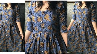 DIY Front Open Kurti Cutting and Stitching Front Button Placket Kurti cutting and stitching [upl. by Akemaj]