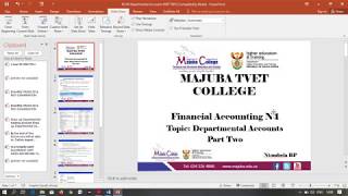 Financial Account N4 Part 2  Departmental Accounts  Mr B P Ntombela [upl. by Okimat]