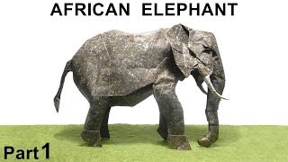 Origami African Elephant tutorial Shuki Kato part 1 折り紙 アフリカゾウ Afrikanischer Elefant elefante [upl. by Emery]