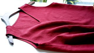 DIY VNeck Linen Top From Scratch  How To Sew VNeck Top  Thuy Sewing [upl. by Jesher]